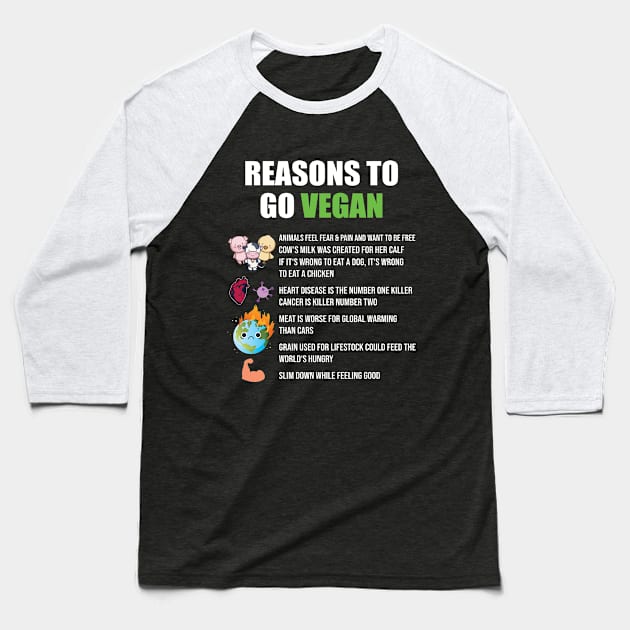 Reasons To Go Vegan Baseball T-Shirt by funkyteesfunny